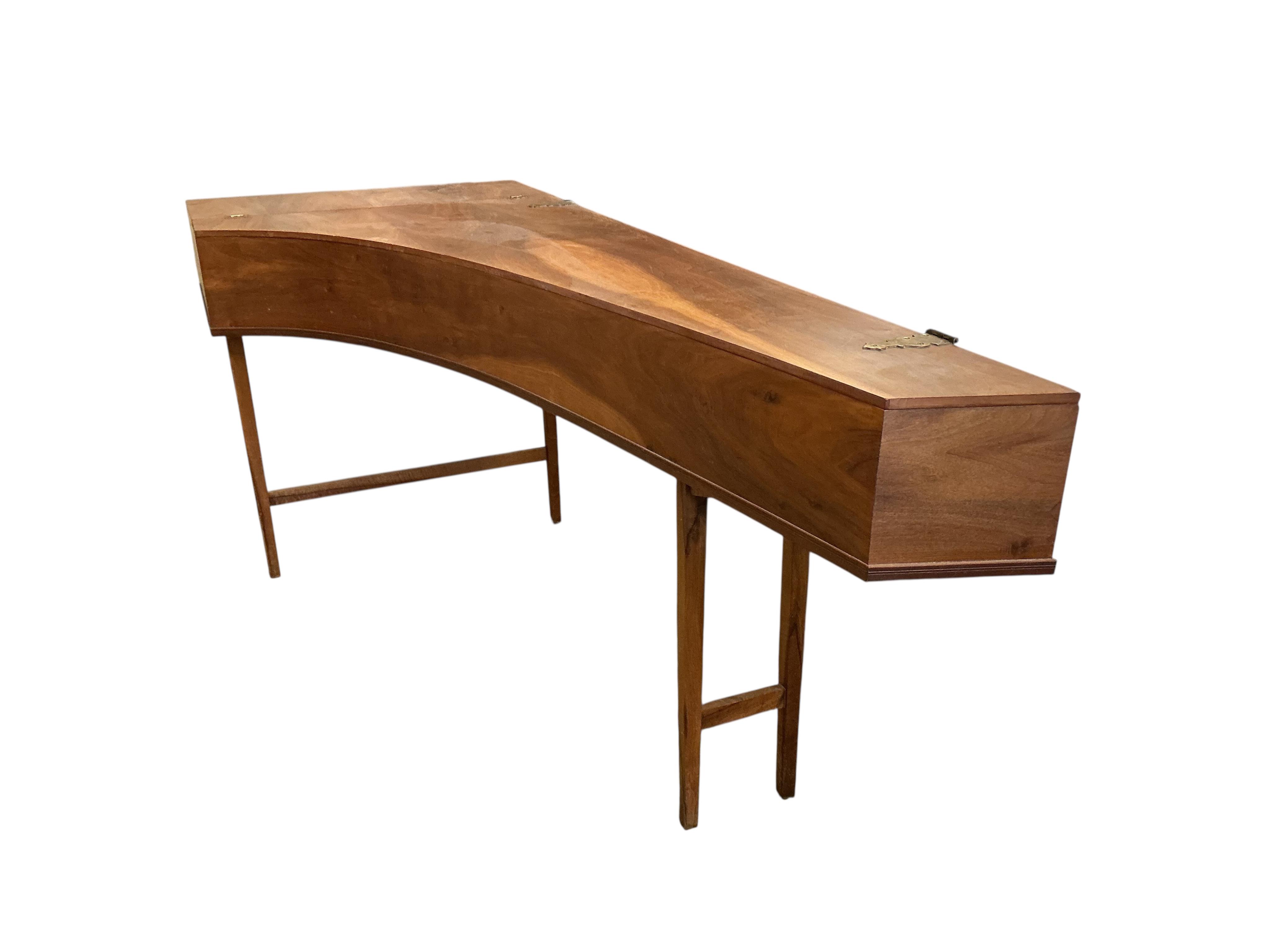 An Italian style single manual harpsichord built by Ian Gordon in 1989, in a walnut veneer case, Gordon is better known for his lutes, 54 note compass on small scale keys, and two stops, length 202cm